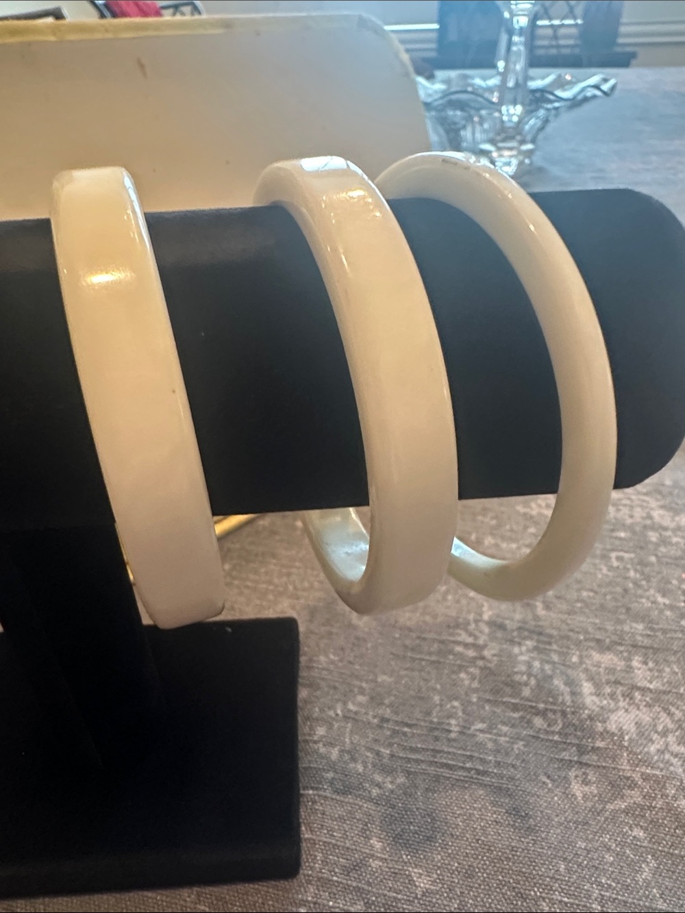 Ivory colored Bangle Bracelets Set - Chunky Solid Bangles-vintage